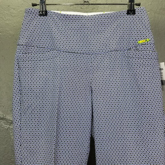 Swing Control Pants Women 2 Geometric Pixie Print Blue Mid-Rise Golf Tennis NEW - Picture 2 of 16